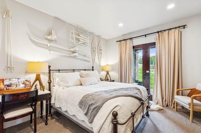 153 Slopeside Dr Unit 14, Whitefish, MT 59937 - bedroom featuring carpet, access to exterior, french doors, and recessed lighting