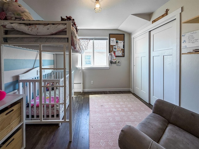 2876 Twilight Ave, Helena, MT 59601 - bedroom with wood finished floors, lofted ceiling, and a closet