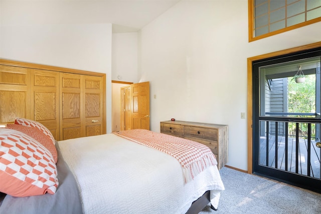 183B Eagle Bend Dr, Bigfork, MT 59911 - bedroom featuring high vaulted ceiling and carpet flooring