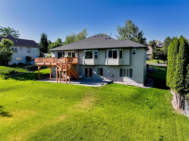 3640 Jack Dr, Missoula, MT 59803 - rear view of property with a deck, a patio, stairway, and a yard