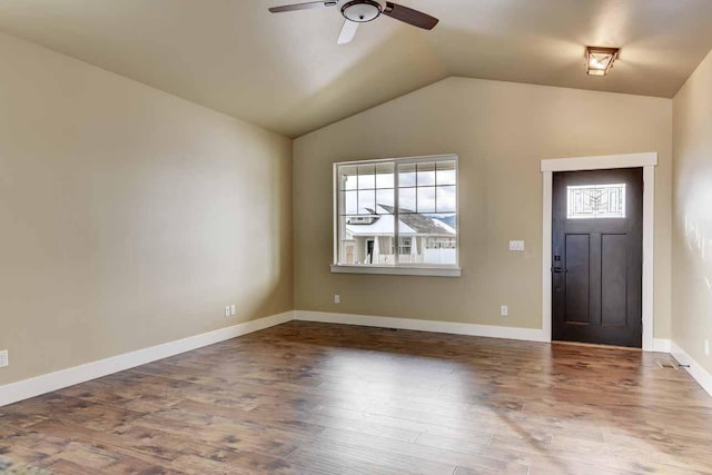 2909 Travis Ave, Helena, MT 59601 - entryway with a ceiling fan, lofted ceiling, healthy amount of natural light, and wood finished floors