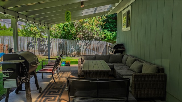 181 Ridgeway Dr, Lolo, MT 59847 - view of patio / terrace with outdoor lounge area and a grill