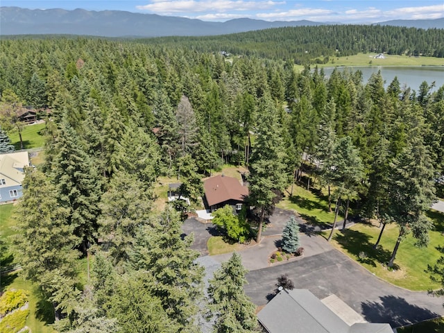 128 Mallard Loop, Whitefish, MT 59937 - bird's eye view of a heavily wooded area and a water and mountain view