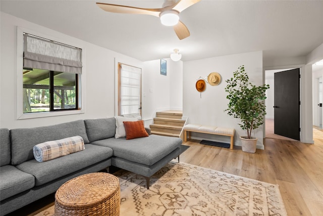 128 Mallard Loop, Whitefish, MT 59937 - living room with light wood-type flooring and ceiling fan
