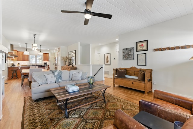 1219 Lolo St, Missoula, MT 59802 - living area featuring light wood-style flooring and a ceiling fan