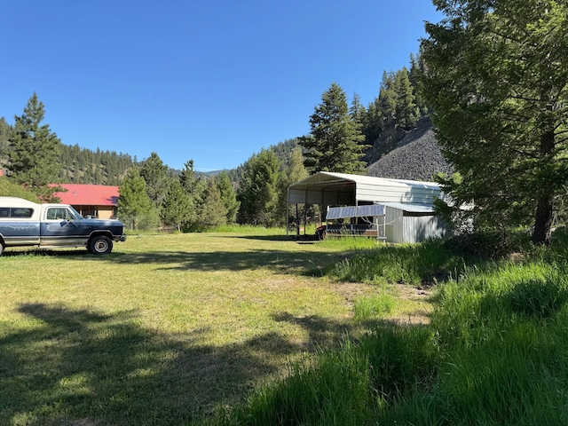 30 Idle Hour Way, Clinton, MT 59825 - view of grassy yard with a carport and a view of trees