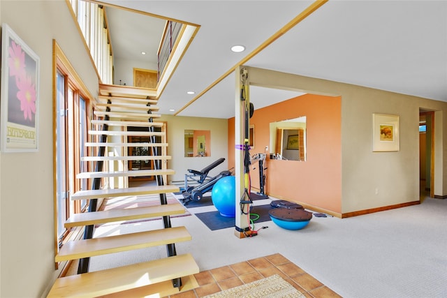 1087 Sunny Vista Rd, Helena, MT 59602 - staircase featuring recessed lighting and carpet