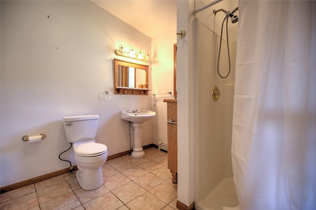 8319 Canyon Ferry Rd, Helena, MT 59602 - bathroom featuring a stall shower, tile patterned flooring, and baseboard heating