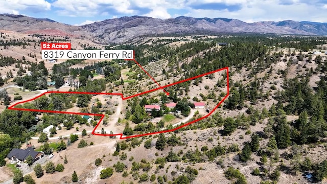 8319 Canyon Ferry Rd, Helena, MT 59602 - view of property location with a mountainous background and property boundaries highlighted