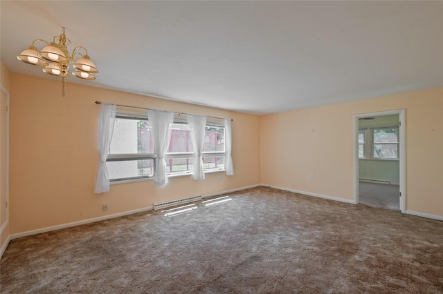 2129 E 6th Ave, Helena, MT 59601 - carpeted spare room with baseboard heating and a chandelier