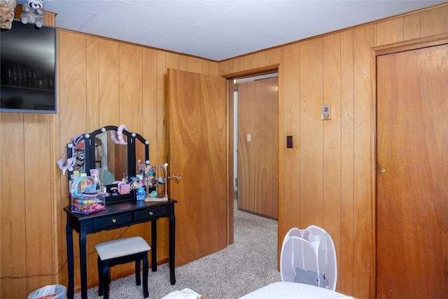440 Dome Mountain Rd, Libby, MT 59923 - hallway featuring carpet and wooden walls