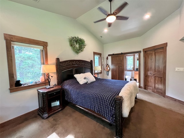 120 Chickadee Way, Whitefish, MT 59937 - carpeted bedroom featuring lofted ceiling and a ceiling fan