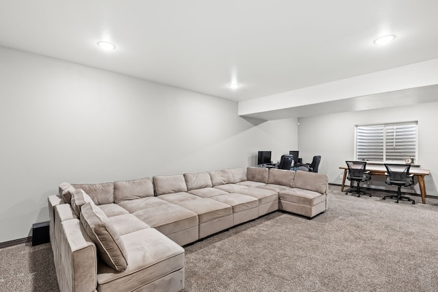 1 Arizona Rd, Great Falls, MT 59404 - living room featuring a desk, recessed lighting, and carpet flooring