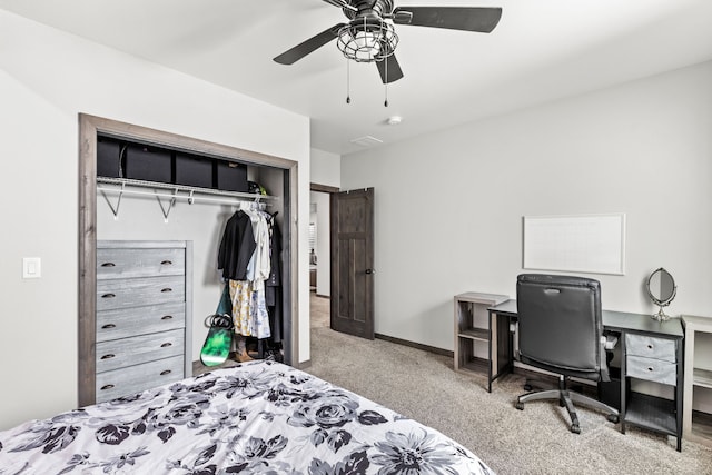 1 Arizona Rd, Great Falls, MT 59404 - bedroom featuring carpet, a closet, a ceiling fan, and an office area