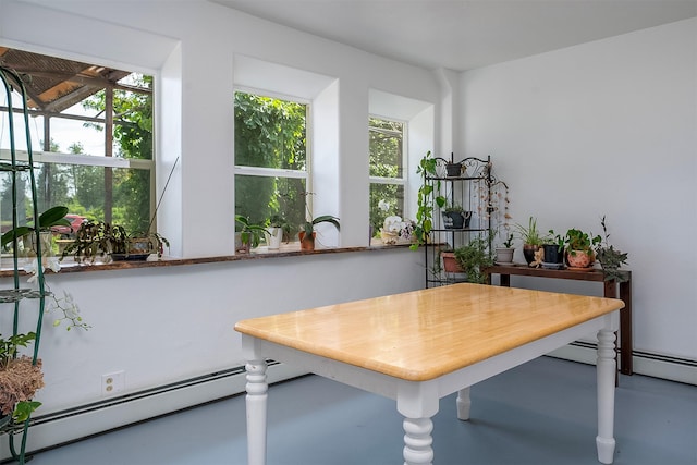 3333 Middle Rd, Columbia Falls, MT 59912 - dining space with a baseboard heating unit and concrete flooring
