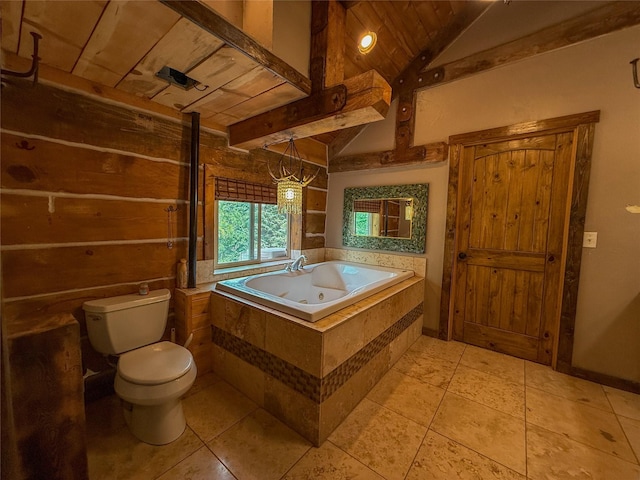 23254 Dayton Creek Rd, Proctor, MT 59929 - bathroom with a whirlpool tub and wood ceiling