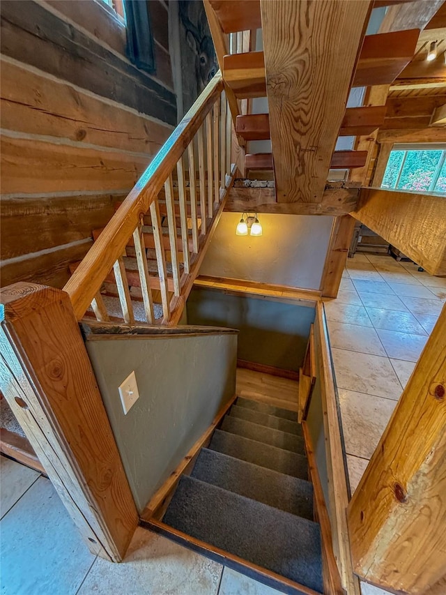 23254 Dayton Creek Rd, Proctor, MT 59929 - stairs featuring wood walls