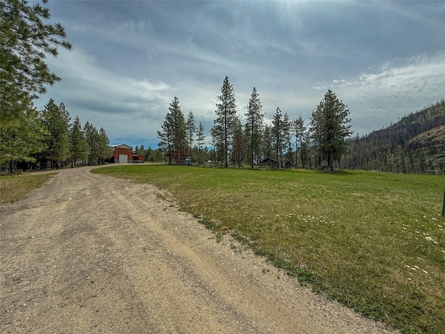 23254 Dayton Creek Rd, Proctor, MT 59929 - view of dirt / gravel driveway featuring a forest view