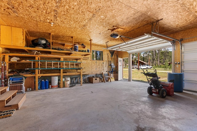 392 Leisure Ln, Sula, MT 59871 - garage featuring a garage door opener and a workshop area