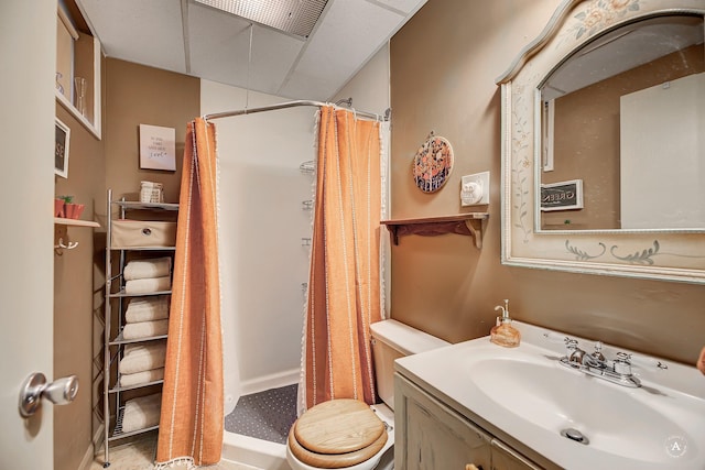 216 W Riggs St, East Helena, MT 59635 - full bathroom with vanity, a shower with curtain, and a paneled ceiling