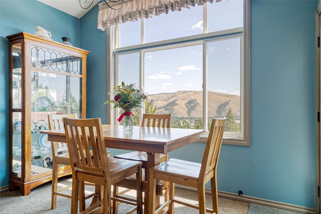 467 Ridgeway Dr, Lolo, MT 59847 - dining room featuring a mountain view and carpet floors