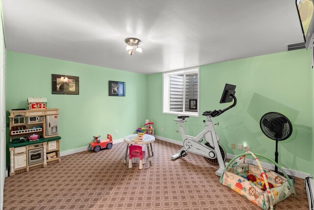 3906 Bellecrest Dr, Missoula, MT 59801 - workout room with baseboard heating and carpet flooring