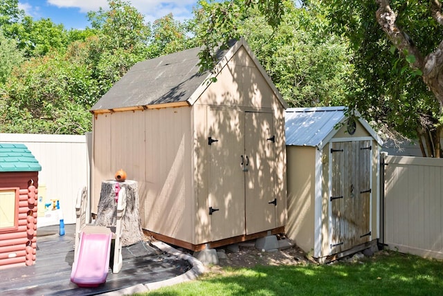 3906 Bellecrest Dr, Missoula, MT 59801 - view of shed featuring a fenced backyard
