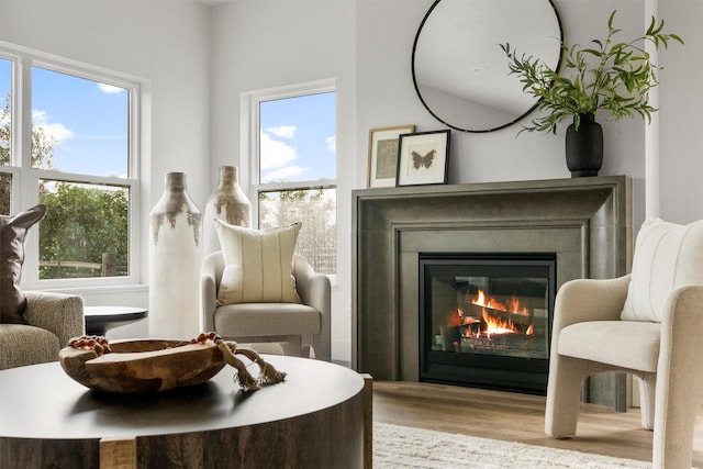 5465 Remington Dr, Missoula, MT 59808 - sitting room featuring wood finished floors and a glass covered fireplace