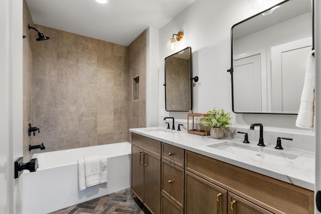 5465 Remington Dr, Missoula, MT 59808 - full bathroom featuring double vanity and tub / shower combination