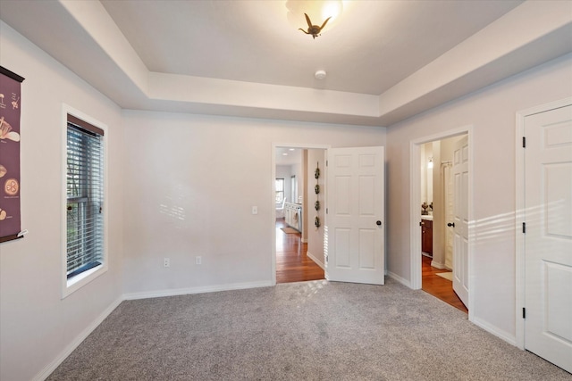 151 Whisper Ridge Dr, Bigfork, MT 59911 - unfurnished bedroom featuring carpet flooring, multiple windows, and a tray ceiling