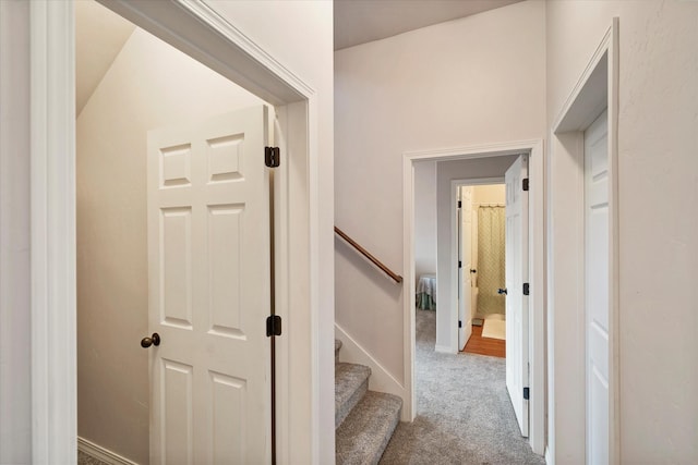 151 Whisper Ridge Dr, Bigfork, MT 59911 - hallway with carpet flooring and stairs