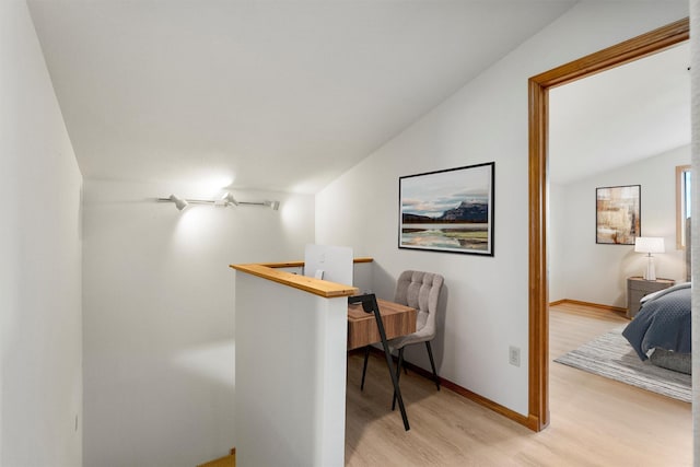 674 Porter Hill Rd, Stevensville, MT 59870 - home office with light wood-style floors and vaulted ceiling