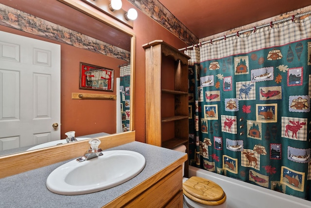 670 Potter Creek Rd, Olney, MT 59927 - bathroom with vanity and shower / bath combination with curtain
