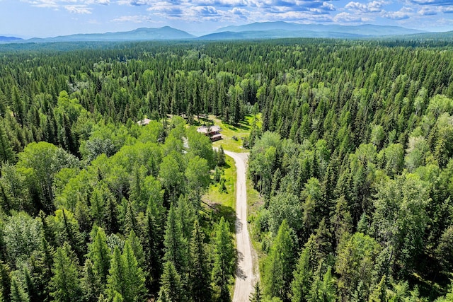 670 Potter Creek Rd, Olney, MT 59927 - bird's eye view of a heavily wooded area and a mountain backdrop