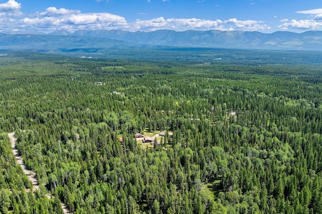 670 Potter Creek Rd, Olney, MT 59927 - drone / aerial view of a forest and a mountain backdrop