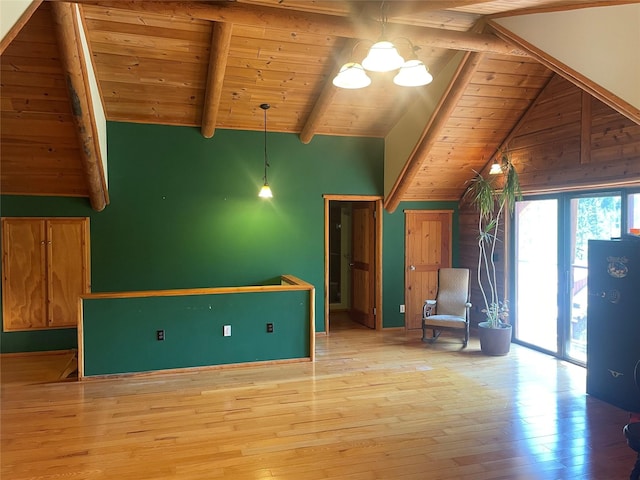 22550 Hill Rd, Clinton, MT 59825 - unfurnished living room featuring wooden ceiling and hardwood / wood-style floors