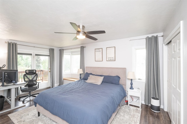 51 Konley Dr, Kalispell, MT 59901 - bedroom featuring multiple windows, access to outside, and wood finished floors