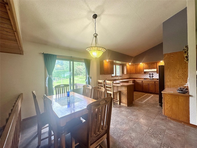 952 Chestnut Ave, Highwood, MT 59450 - dining area featuring a textured ceiling and vaulted ceiling