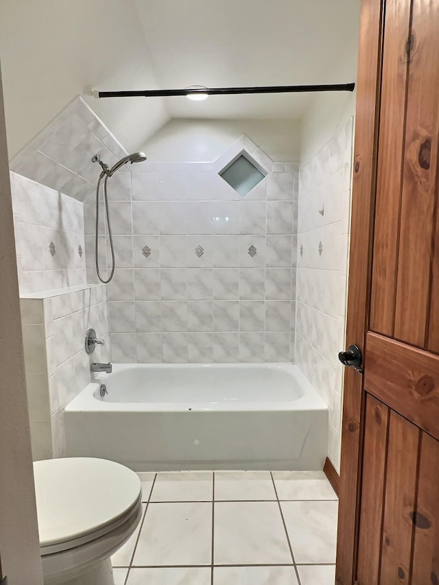 251 Elk Trl, Whitefish, MT 59937 - full bathroom with tile patterned floors, shower / bathtub combination, and lofted ceiling