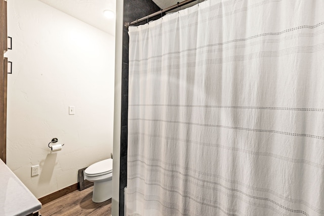 44 Kamloops Rd, Power, MT 59468 - full bath featuring wood finished floors, vanity, and a shower with curtain