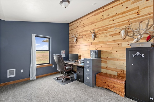 44 Kamloops Rd, Power, MT 59468 - office featuring wood walls and carpet flooring