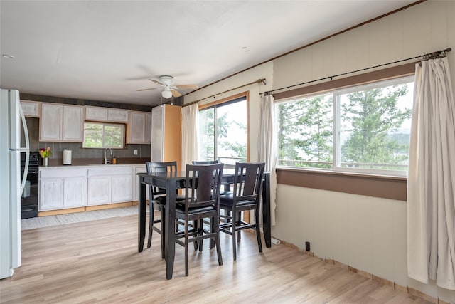 29276 White Swan Rd, Polson, MT 59860 - dining area with ceiling fan, plenty of natural light, and light wood-type flooring