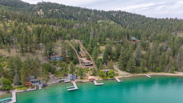 29276 White Swan Rd, Polson, MT 59860 - bird's eye view of a heavily wooded area and a water and mountain view