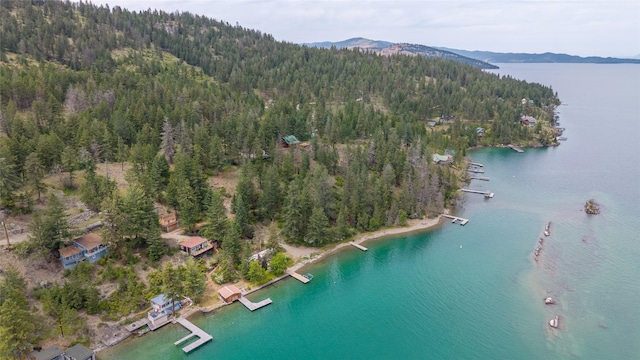 29276 White Swan Rd, Polson, MT 59860 - aerial overview of property's location featuring a heavily wooded area and a water and mountain view