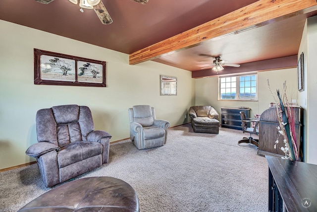 5835 Winter Wheat Dr, Helena, MT 59602 - carpeted living area with a ceiling fan and beamed ceiling