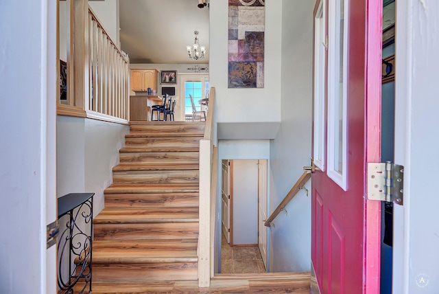 5835 Winter Wheat Dr, Helena, MT 59602 - staircase with a chandelier