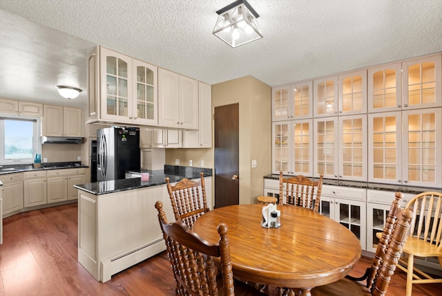 149 Meadow Vista Ln, Deer Lodge, MT 59722 - dining room featuring a baseboard heating unit, wood finished floors, and a textured ceiling