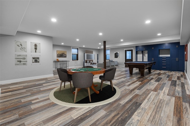 60951 Sparky Dr, Saint Ignatius, MT 59865 - rec room with wood finished floors, recessed lighting, and billiards table
