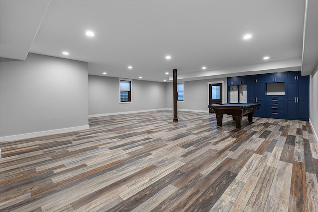 60951 Sparky Dr, Saint Ignatius, MT 59865 - below grade area featuring wood finished floors, recessed lighting, and pool table