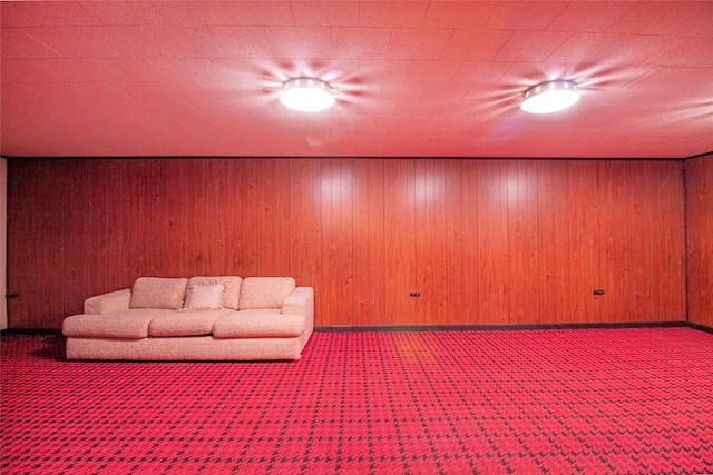 3455 N Hillcrest Dr, Butte, MT 59701 - living room featuring carpet floors and wooden walls